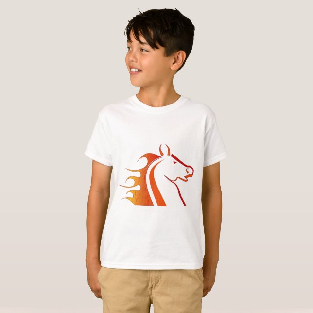 T-shirt Éléphant Noir & Cheval Rouge (Devant entier)