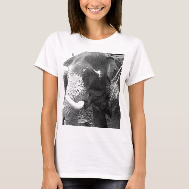 T-shirt Éléphant noir et blanc (Devant)