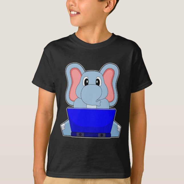 T-shirt Éléphant Ordinateur (Devant)