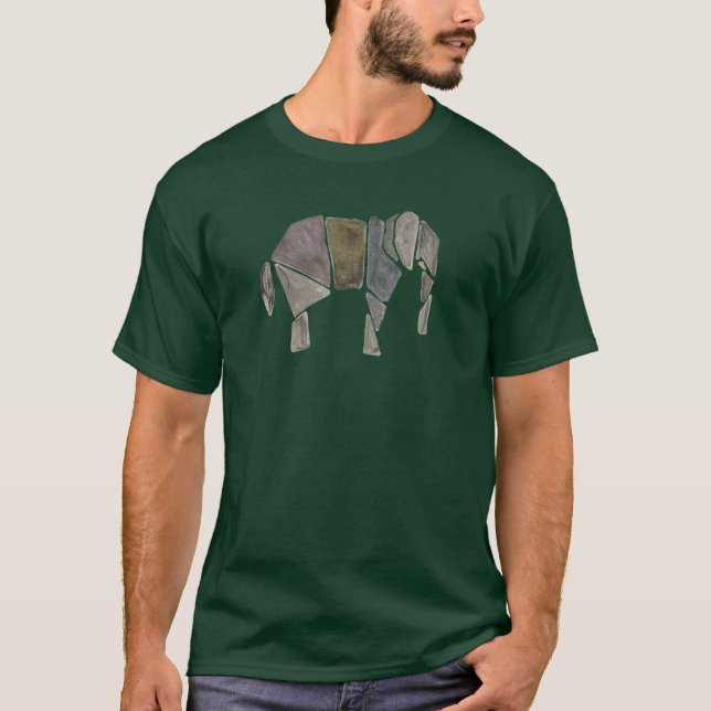 T-shirt Éléphant Origami Aquarelle (Devant)