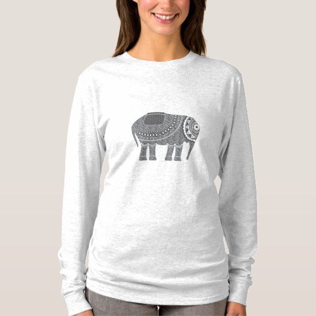 T-shirt Eléphant Orné Noir Cool Noir (Devant)