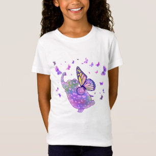 T-shirt éléphant papillon pourpre avec papillons