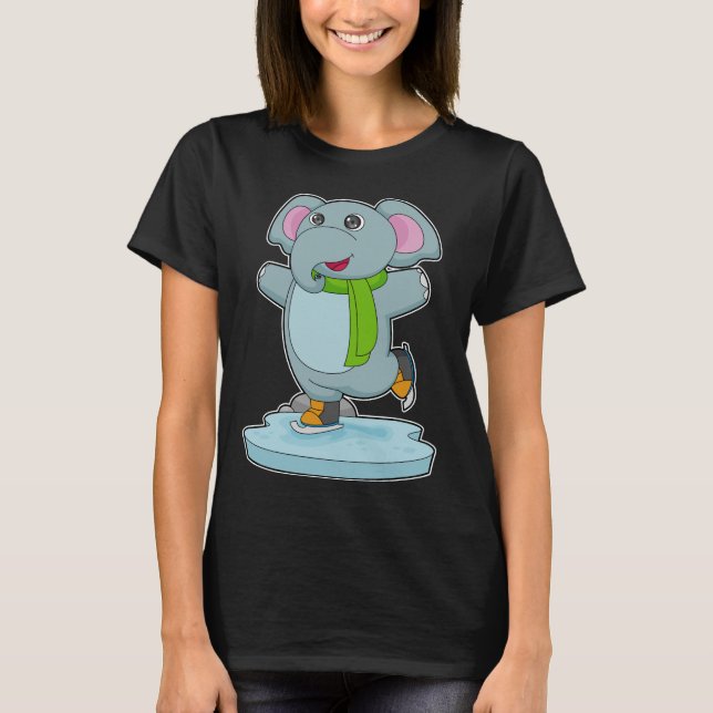 T-shirt Elephant Patinage sur glace Patins sur glace (Devant)