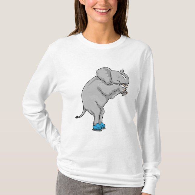 T-shirt Elephant Patinage sur glace Patins sur glace (Devant)