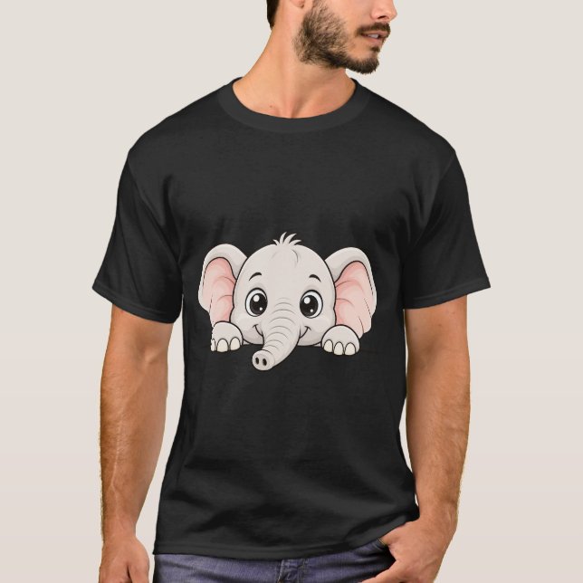 T-shirt Éléphant Peekaboo Adorable (Devant)