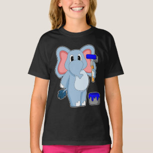 T-shirt Eléphant Peinture Pinceau Peinture Paint seau