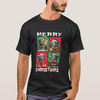 T-shirt Elephant Père Noël Animaux Aimer Joyeux sapin de N