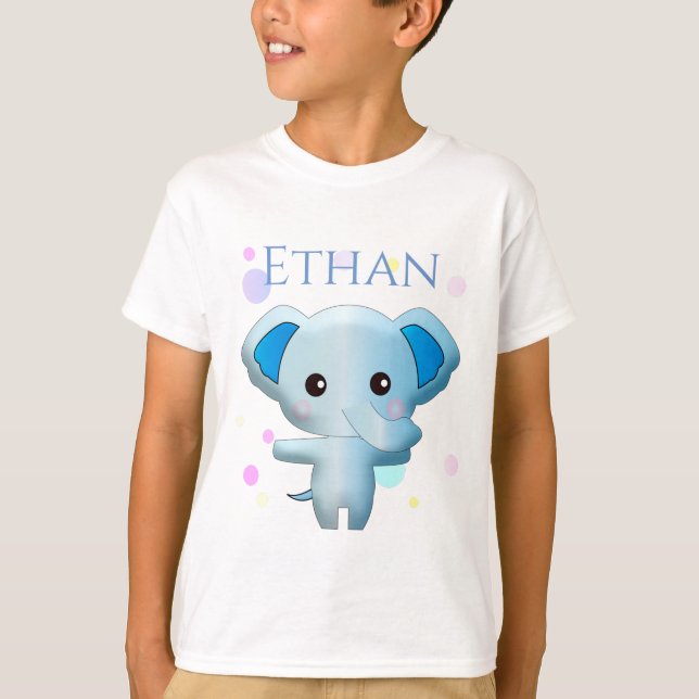 T-shirt Eléphant petit garçon bleu mignon (Devant)