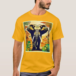 T-shirt Eléphant Portrait Vue Jungle