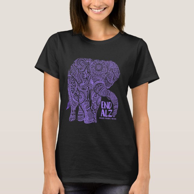 T-shirt Eléphant pourpre Alzheimer Sensibilisation Vêtemen (Devant)