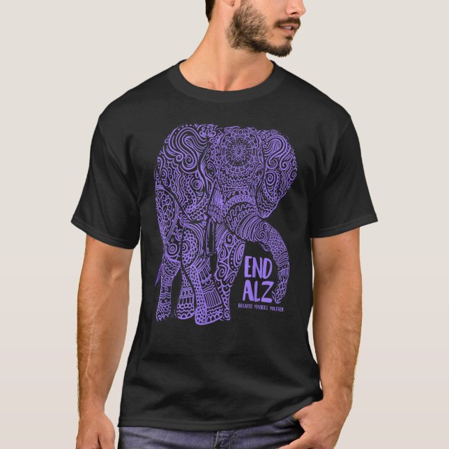 T-shirt Eléphant pourpre Alzheimer Sensibilisation Vêtemen (Devant)