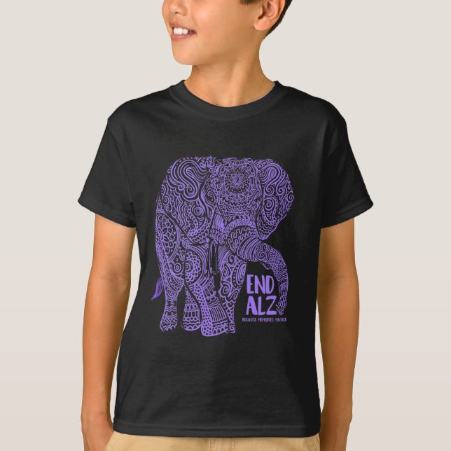 T-shirt Eléphant pourpre Alzheimer Sensibilisation Vêtemen (Devant)