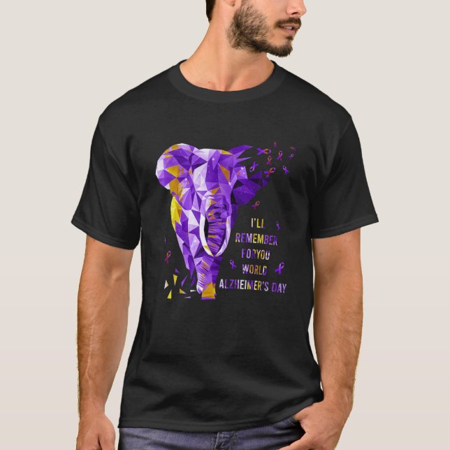 T-shirt Eléphant pourpre Je me souviendrai de vous Alzheim (Devant)
