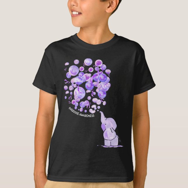 T-shirt Eléphant Poussant Des Lons Violets Surdose (Devant)