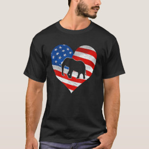 T-shirt Elephant Prin, drapeau américain 4 juillet