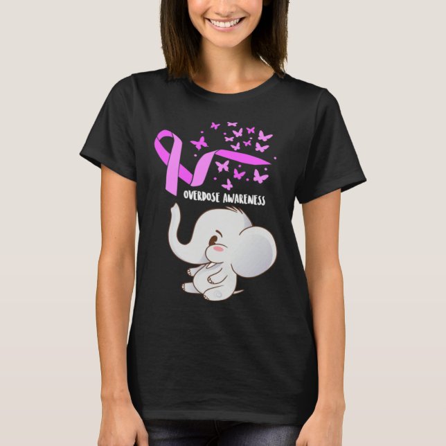 T-shirt Elephant Purpleln Balloons Overdose Awareness Supp (Devant)