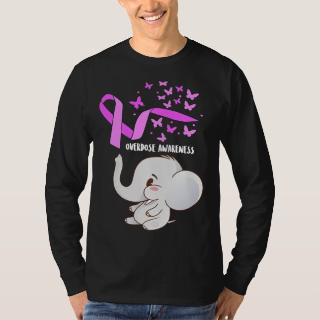 T-shirt Elephant Purpleln Balloons Overdose Awareness Supp (Devant)