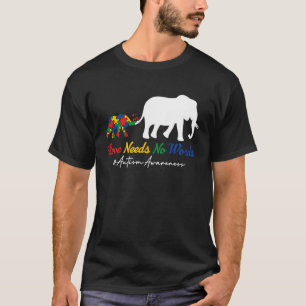 T-shirt Elephant Puzzle amour n'a pas besoin de mots Autis