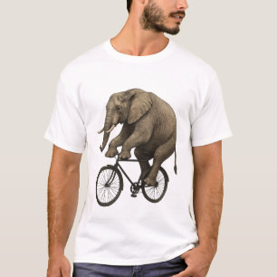 T-shirt Eléphant réaliste sur un vélo - Drôle animal desig