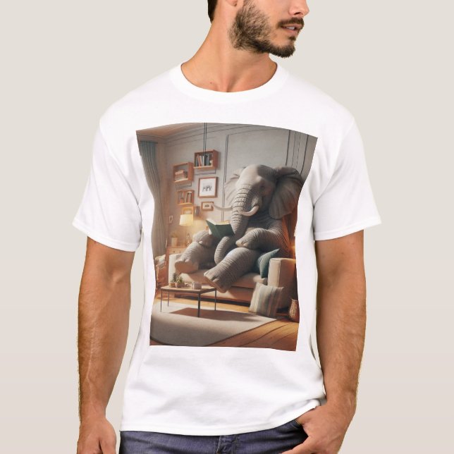 T-shirt "Elephant Relaxant sur un canapé Lire un livre (Devant)