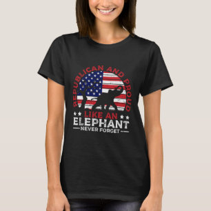 T-shirt Éléphant républicain fier et votant avec drapeau a