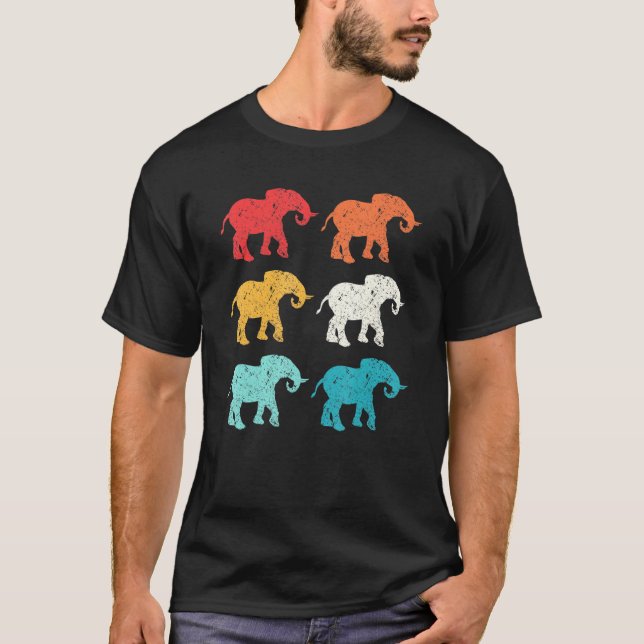T-shirt Elephant Retro 80s Style Pop Art (Devant)