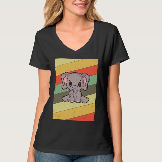 T-shirt Elephant Retro Vintage Zoo Animal Zookeeper (Devant)