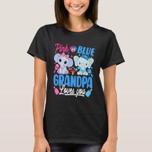 T-shirt Éléphant Révélation Sexe Grand-père T'aime Rose Ou