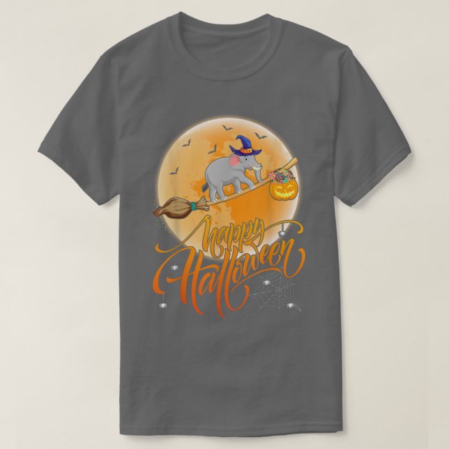 T-shirt Eléphant Ride Sorcière Shotgun Lune Eléphant Vinta (Design devant)