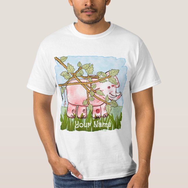 T-shirt Éléphant Rose Caché  (Devant)