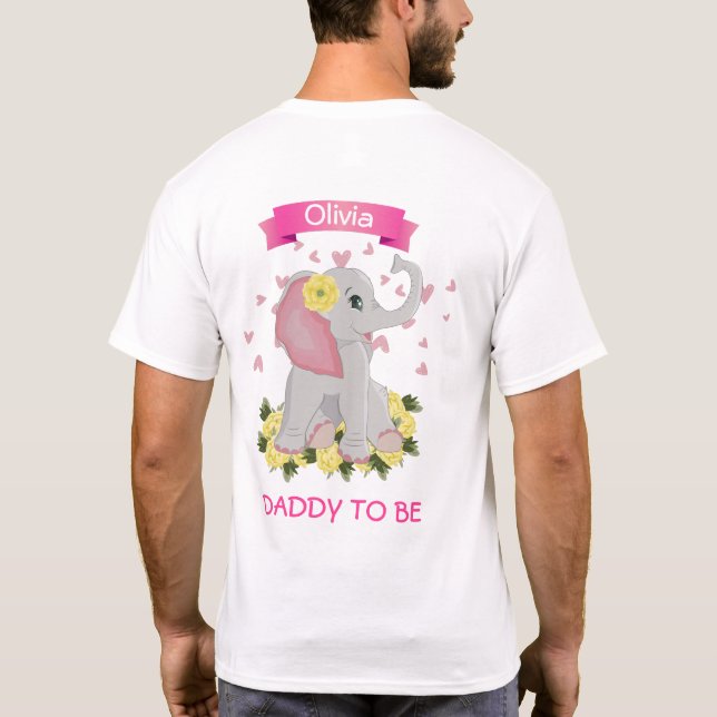 T-shirt Eléphant rose et gris "Daddy to Be" Baby shower (Dos)