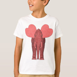 T-shirt Eléphant rose romantique