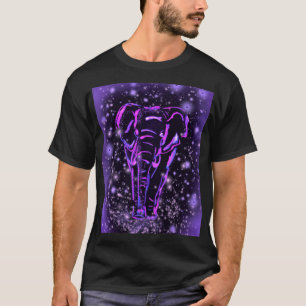 T-shirt Eléphant Rose Violet Neon Marchant La Nuit étoilée