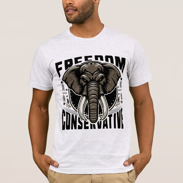 T-shirt Eléphant rouge | Faith Family Freedom Conservatric (Devant)