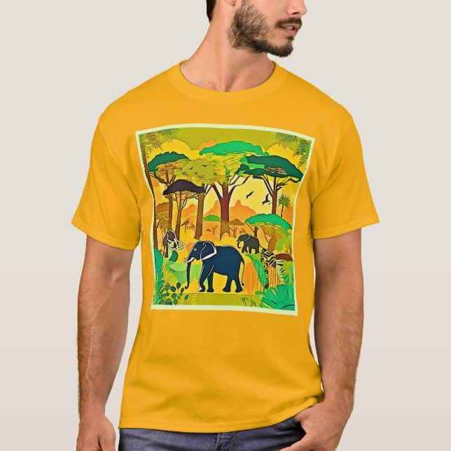 T-shirt Elephant Savanna Jungle Art (Devant)