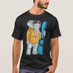 T-shirt Elephant Skier Ski Sports d'hiver