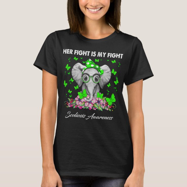 T-shirt Elephant Son combat est Mon combat Sensibilisation (Devant)