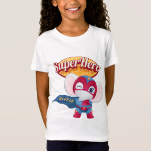T-Shirt 🦸  ♀️ Elephant Superhero Nom personnalisé