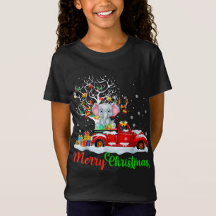 T-Shirt Elephant sur Camion Rouge Pajama Noël Funny Noël