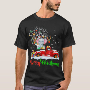 T-shirt Elephant sur Camion Rouge Pajama Noël Funny Noël