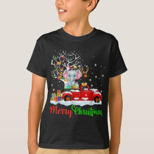 T-shirt Elephant sur Camion Rouge Pajama Noël Funny Noël