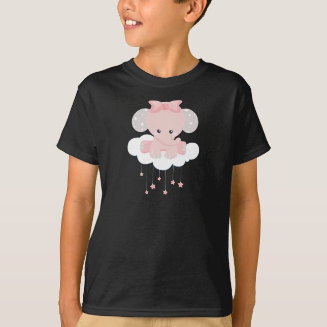 T-shirt Eléphant Sur Un Nuage, Eléphant Mélange, Couronne, (Devant)