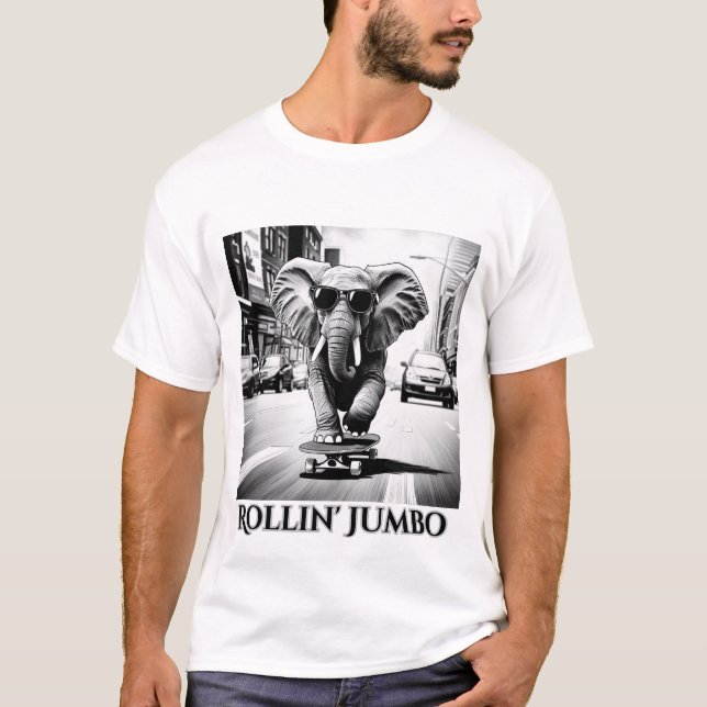 T-shirt Eléphant sur un skateboard (Devant)