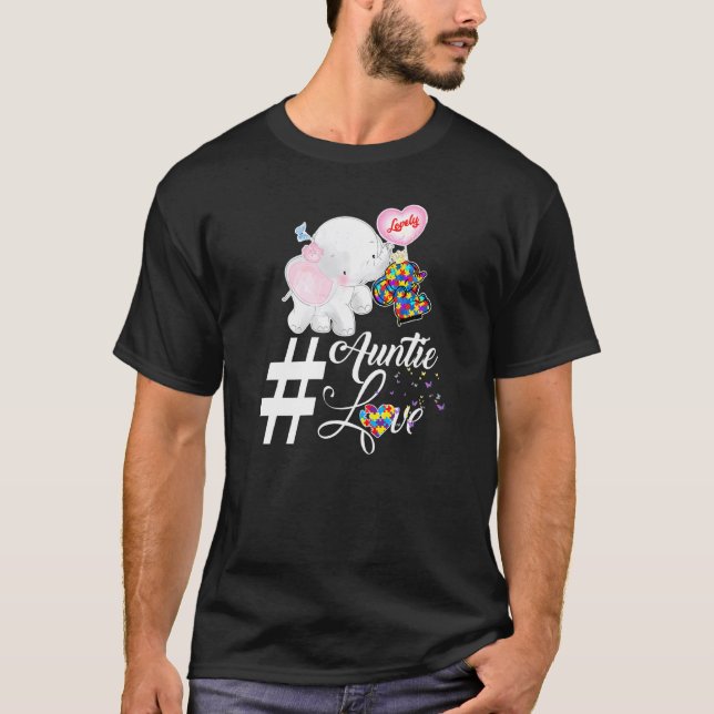 T-shirt Elephant Tante Autisme Amour (Devant)