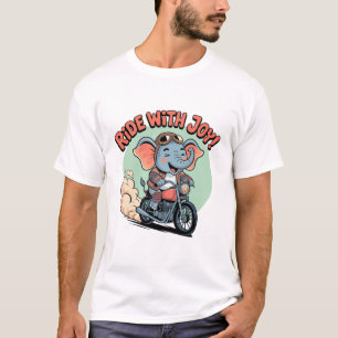 T-shirt Eléphant tatoué mignon Motorbike rire