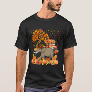 T-shirt Elephant Thanksgiving Avec Tournesol Citrouille Au