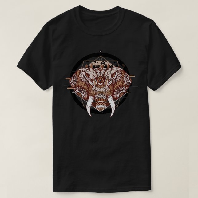 T-shirt Elephant Tribal Indian Elephant Mandala Tribal Art (Design devant)