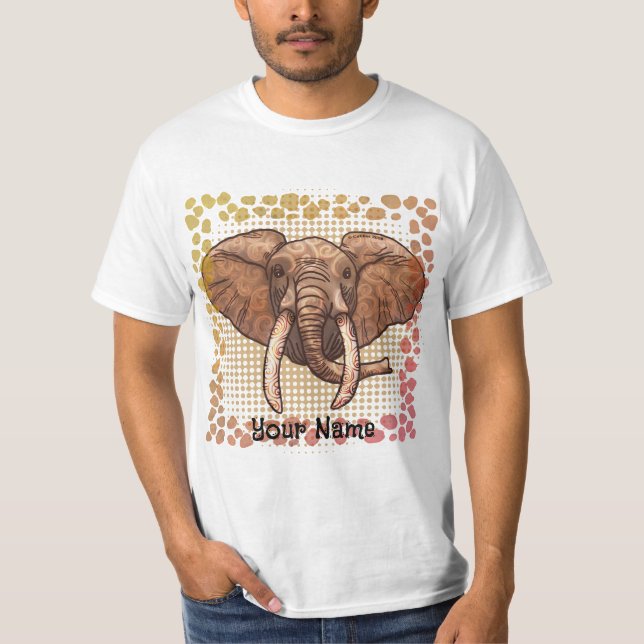 T-shirt éléphant tribal sépia (Devant)