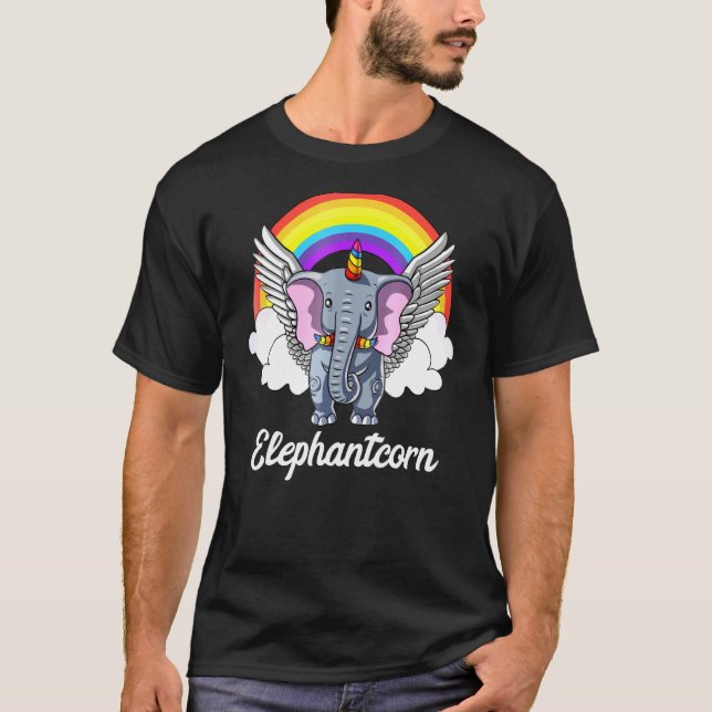 T-shirt Elephant Unicorn Magique Elephantcorn Rainbow (Devant)