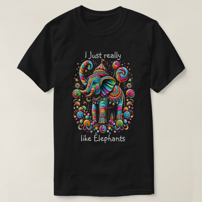 T-shirt Eléphant vibrant portant un Casquette lunatique (Design devant)